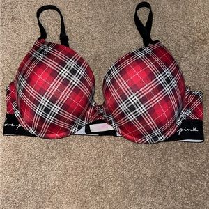 Red plaid bra 36 C push up